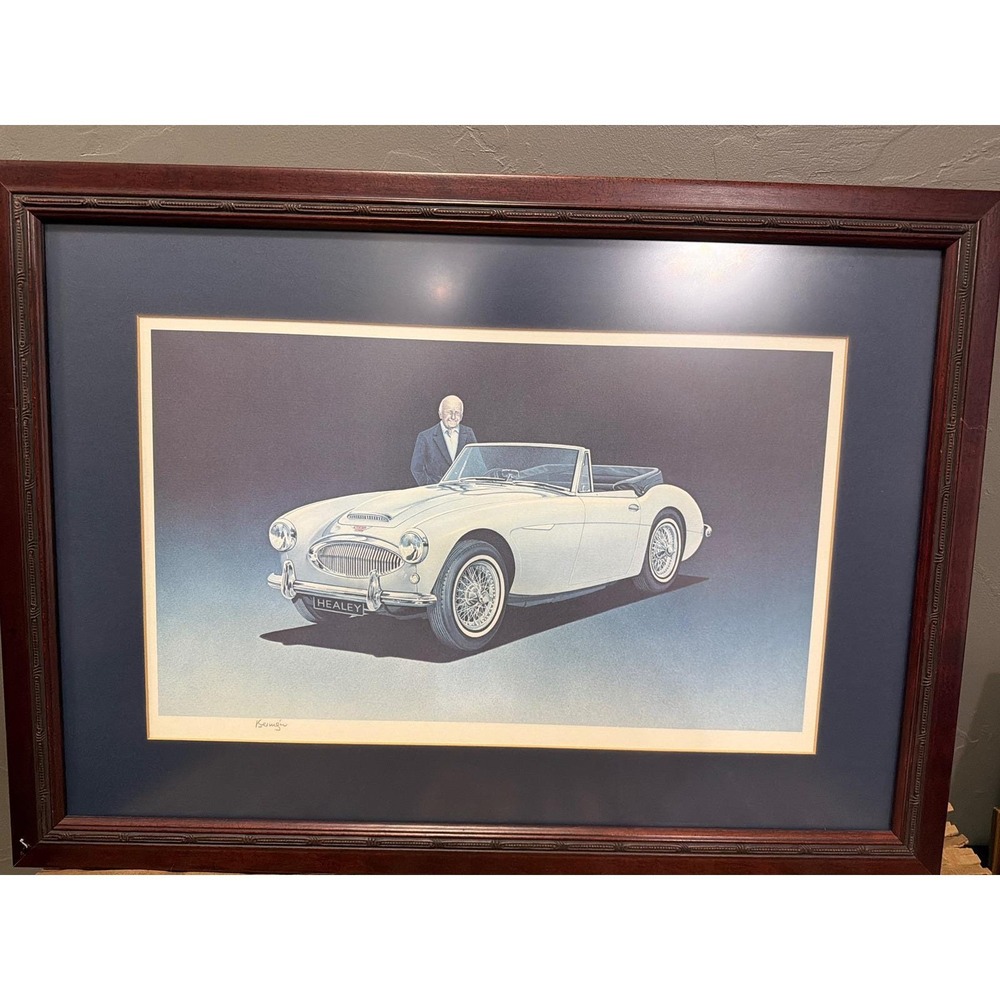 Nick Beringer Signed Austin-Healey Lithograph Framed Art Print Donald Healey